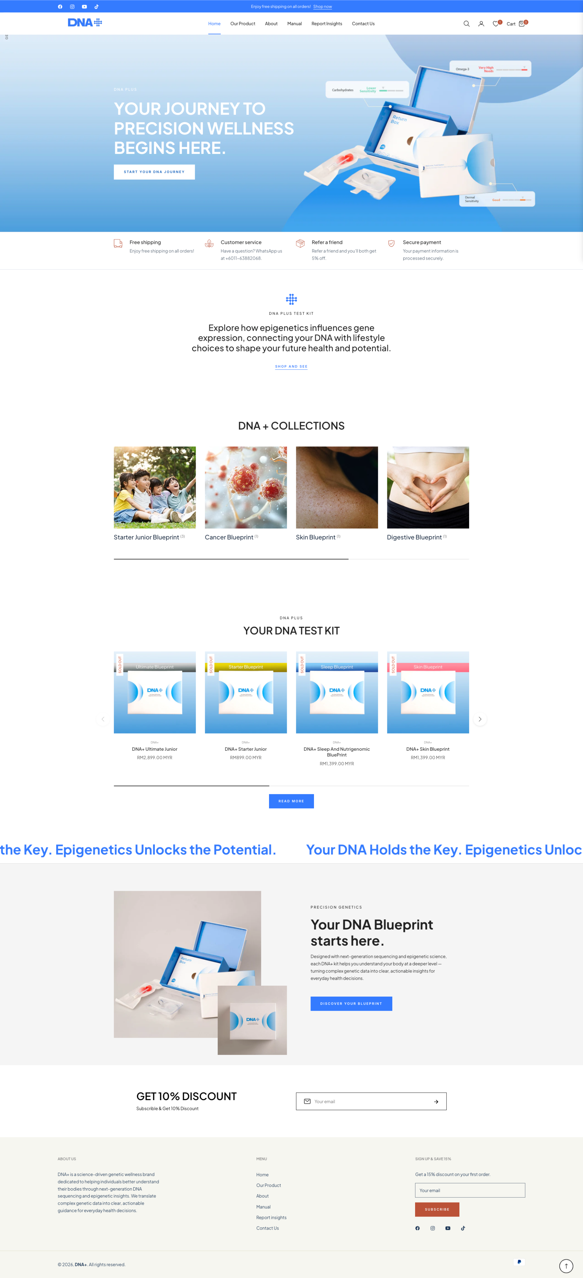 DNA+ website desktop view