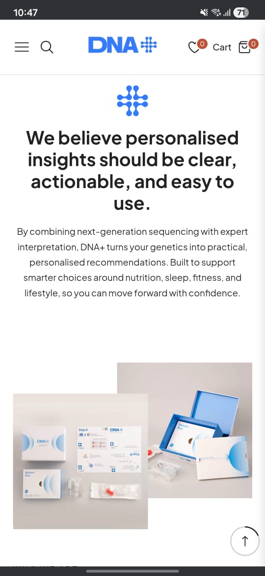 DNA+ website mobile view