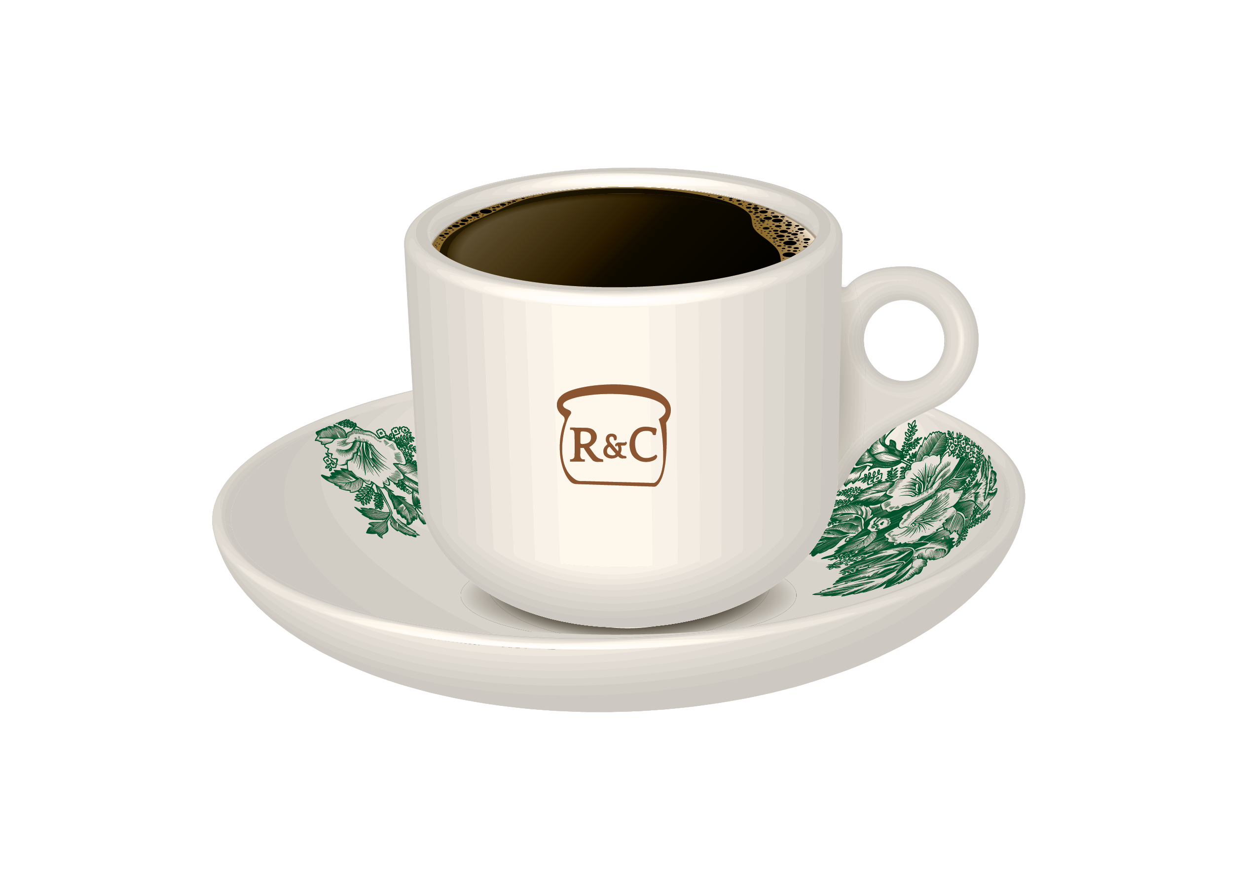 Roast and Coffee ceramic cup and saucer