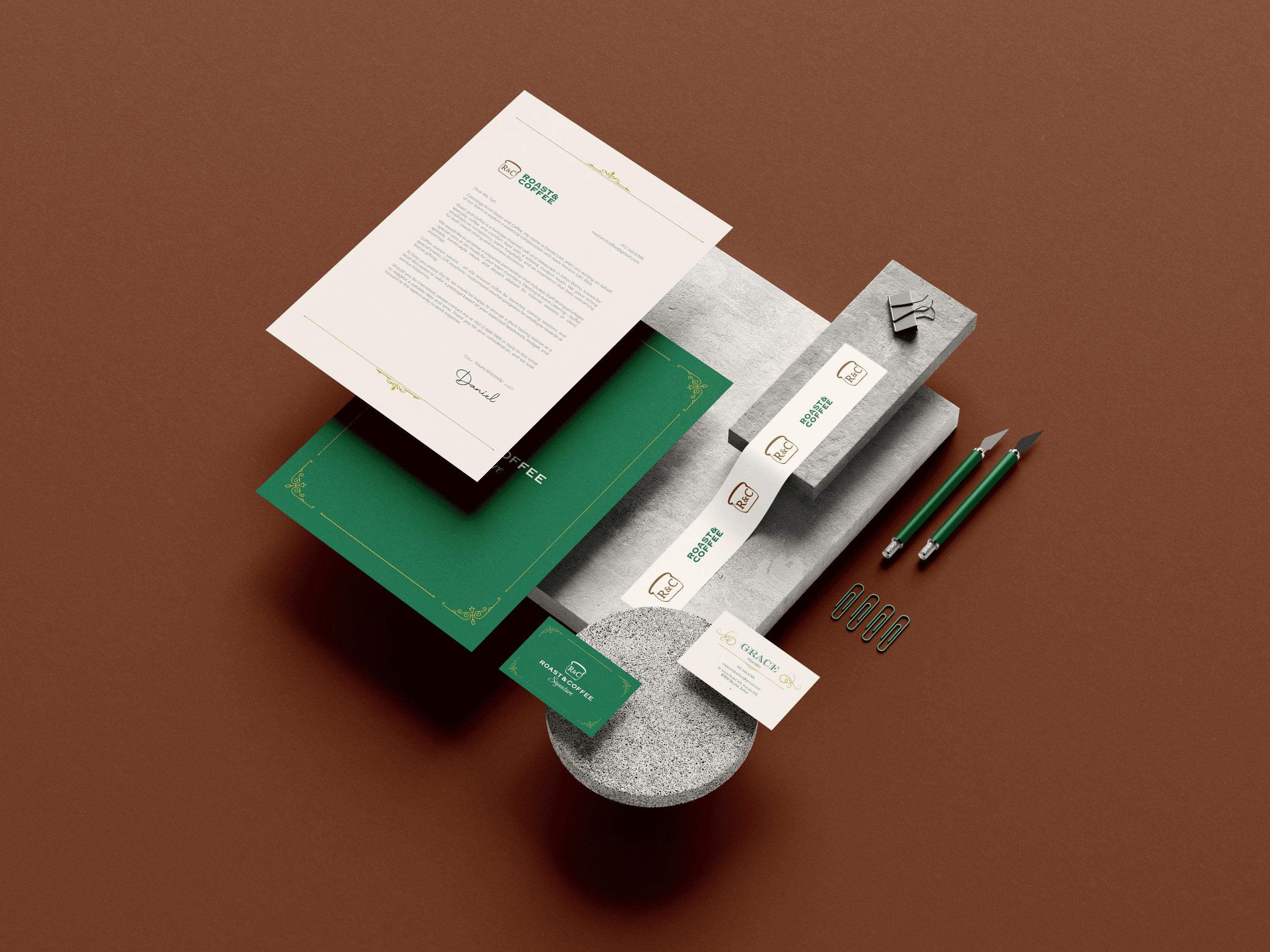 Roast and Coffee corporate identity mockup